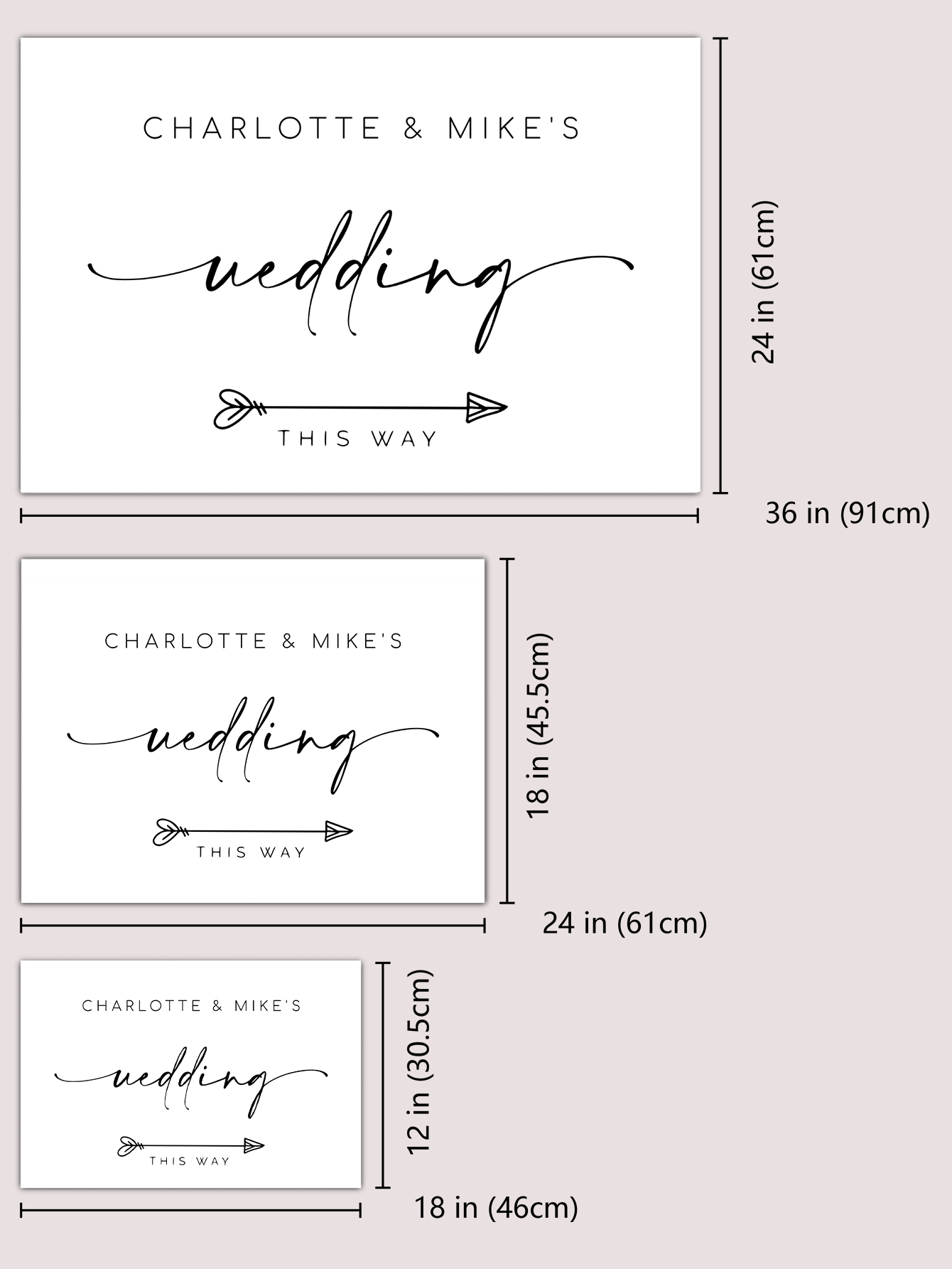 Personalized Wedding Direction Arrow Sign